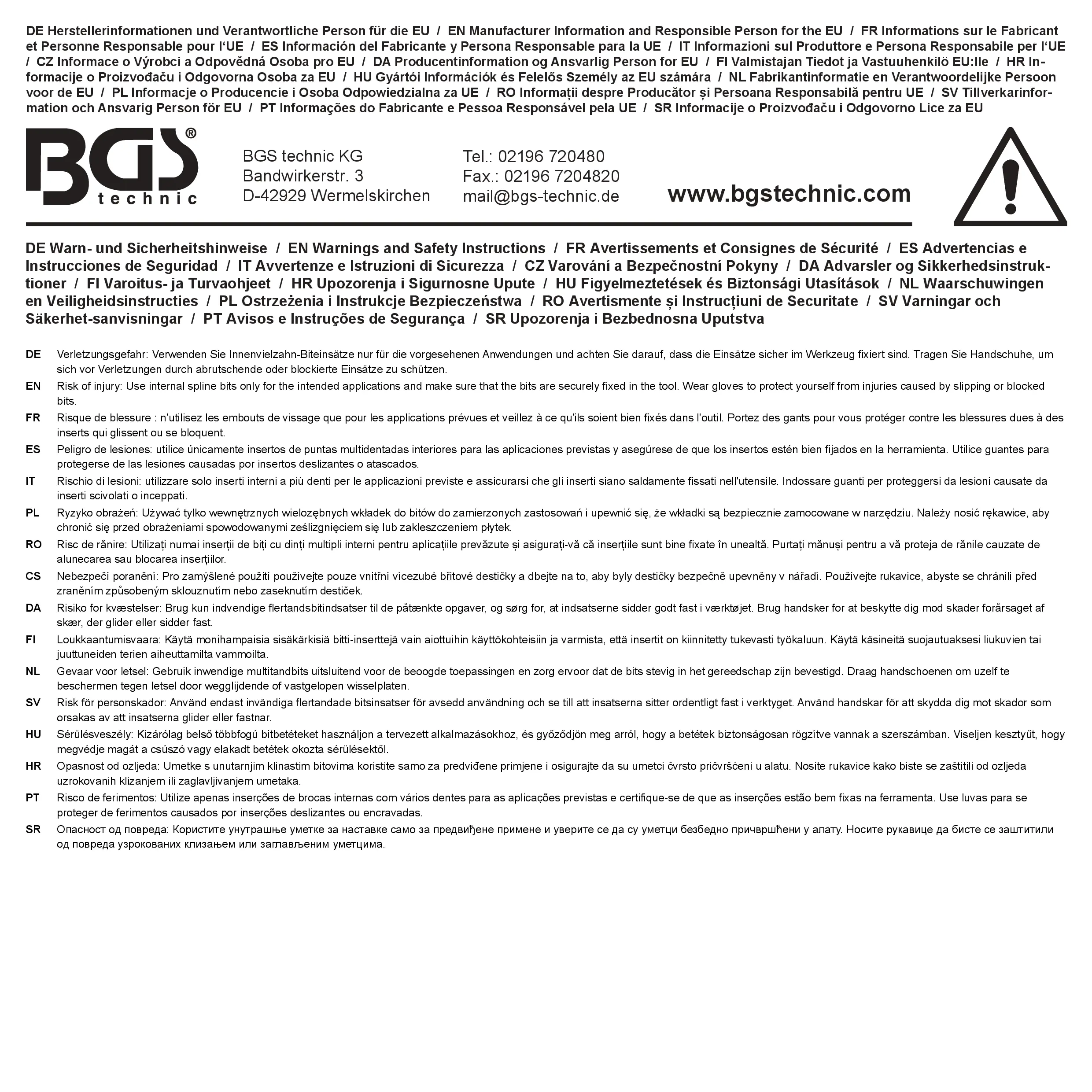 BGS-4118 Werkstattwageneinlage 1/3: Bit-Einsatz-Satz Antrieb Innenvierkant 12,5 mm (1/2) Innenvielzahn (für XZN) 22-tlg. - BGS technic